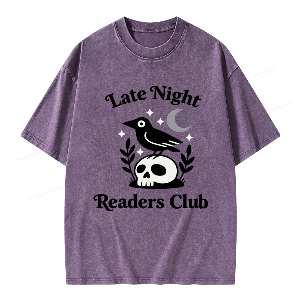 Pagewings Late Night Readers Club Unisex Washed T-shirt