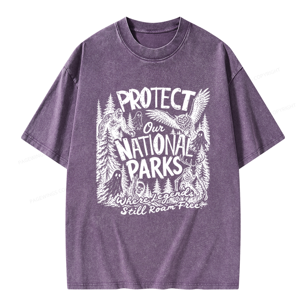 Pagewings Protect National Parks Unisex Washed T-shirt