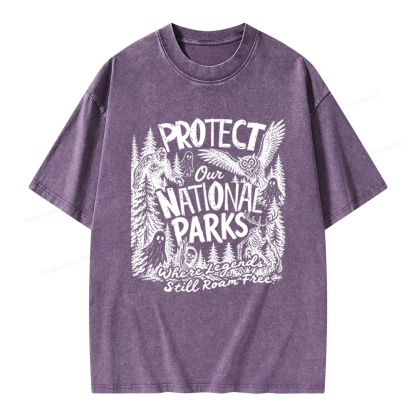 Pagewings Protect National Parks Unisex Washed T-shirt