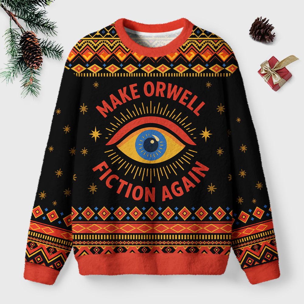 Pagewings Make Orwell Fiction Again Unisex Ugly Light Knit Sweatshirt