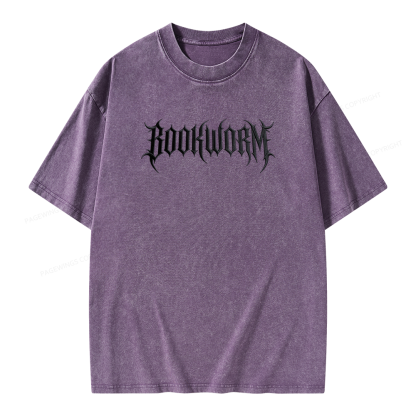 Pagewings Embroidered Bookworm Unisex Washed T-shirt