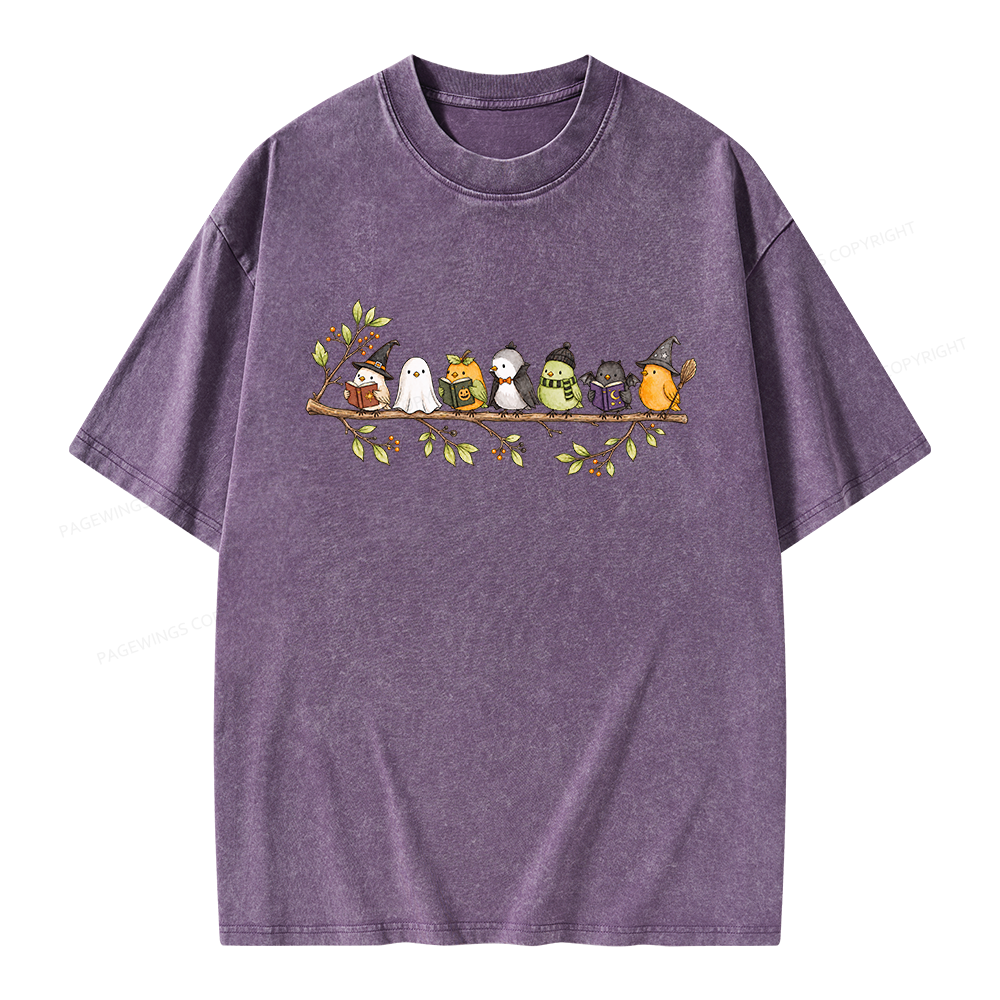 Pagewings Halloween Bird Unisex Washed T-shirt