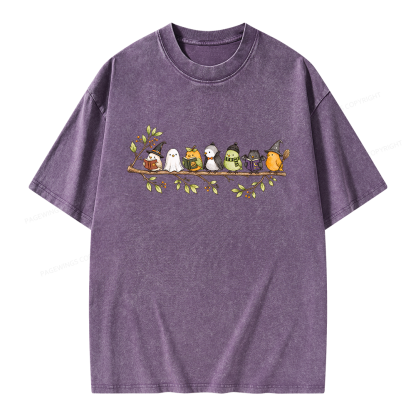 Pagewings Halloween Bird Unisex Washed T-shirt