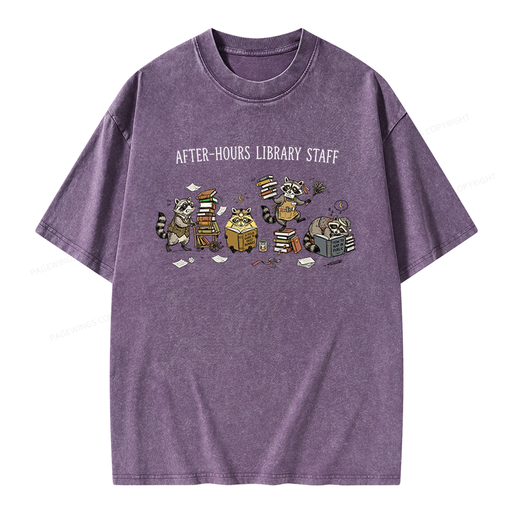 Pagewings After-Hours Library Staff Unisex Washed T-shirt