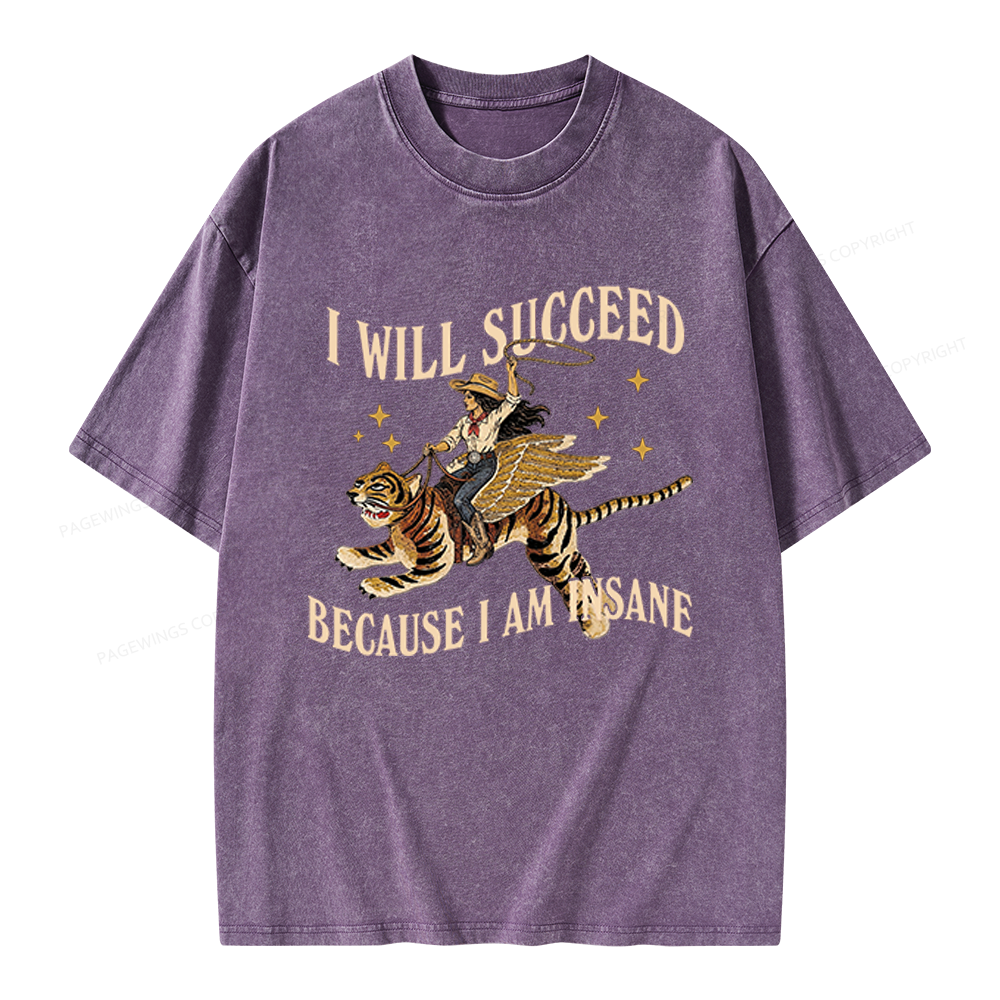 Pagewings I Will Succeed Unisex Washed T-shirt