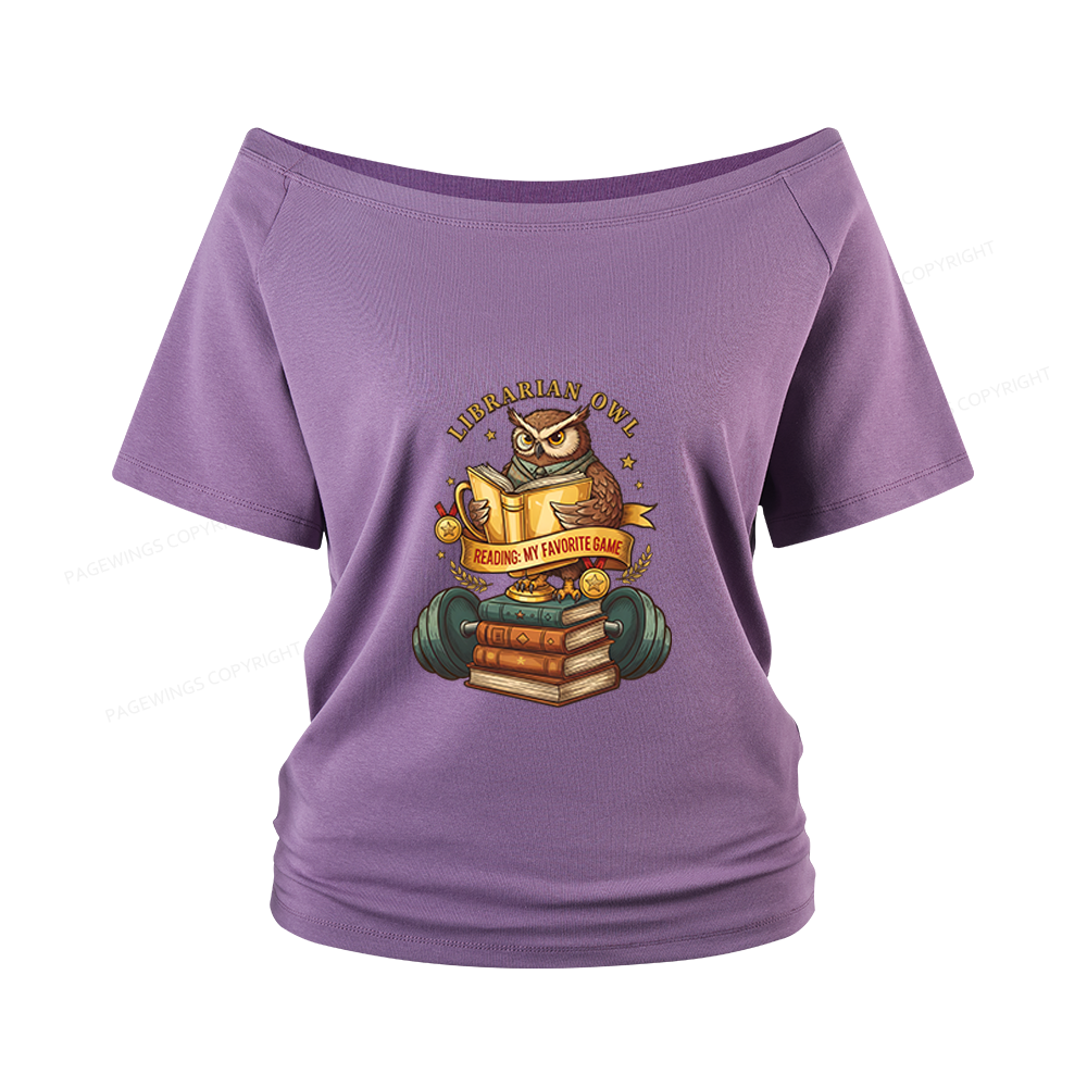 Pagewings Librarian Owl Women Off Shoulder T-shirts