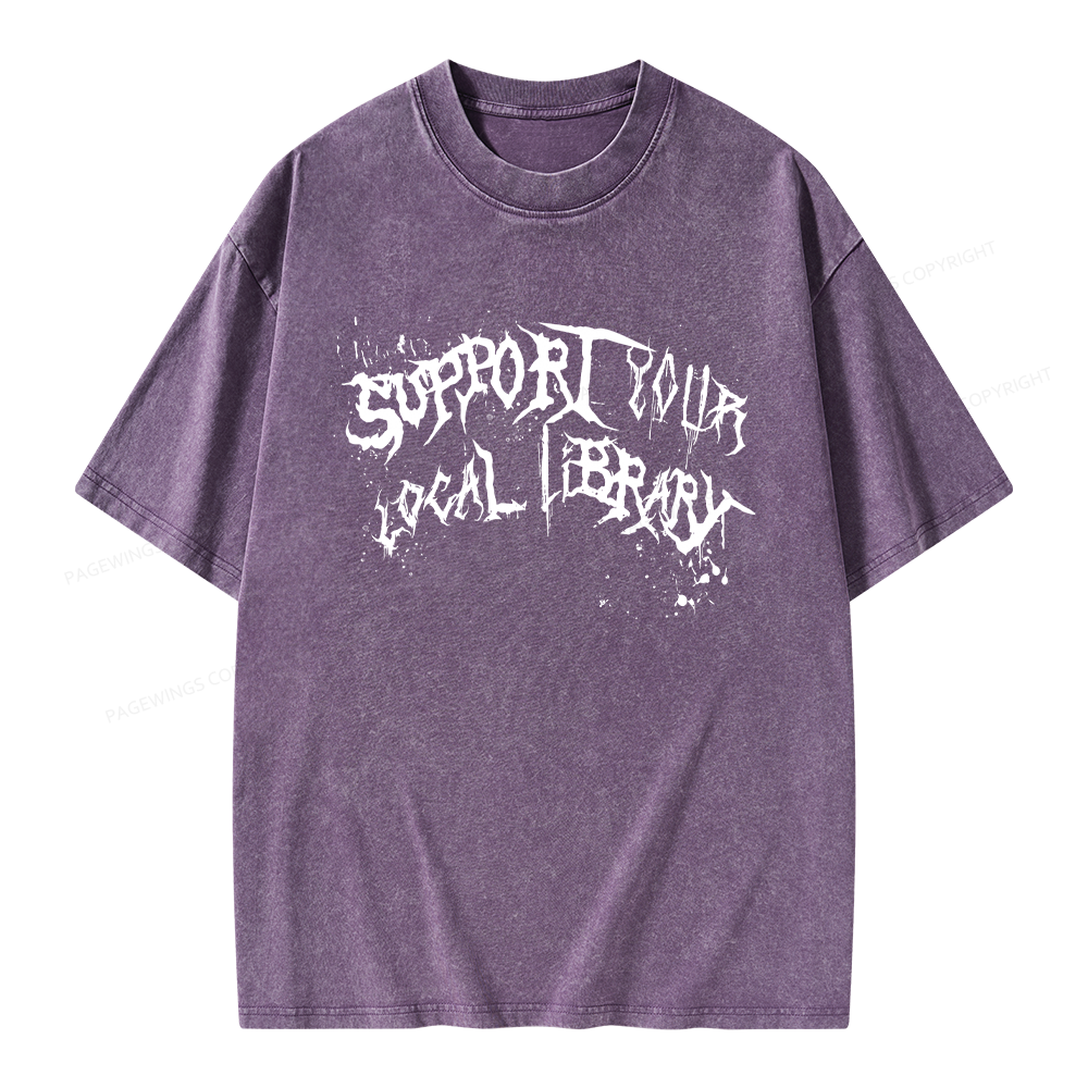 Pagewings Support Your Local Library Unisex Washed T-shirt
