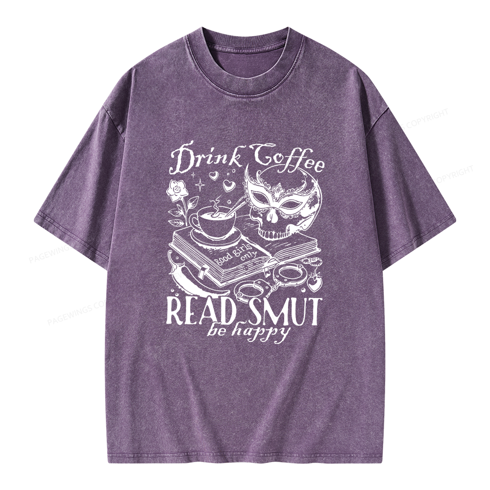 Pagewings Drink Coffee Read Smut Unisex Washed T-shirt