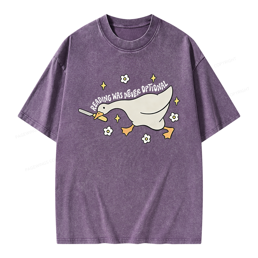 Pagewings Reading Was Never An Option Unisex Washed T-shirt