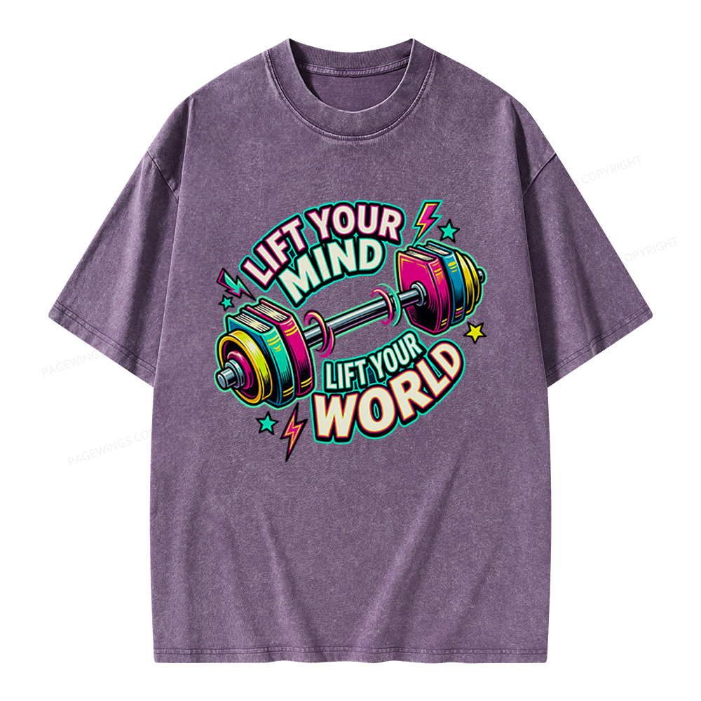 Pagewings Lift Your Mind Lift Your World Unisex Washed T-shirt