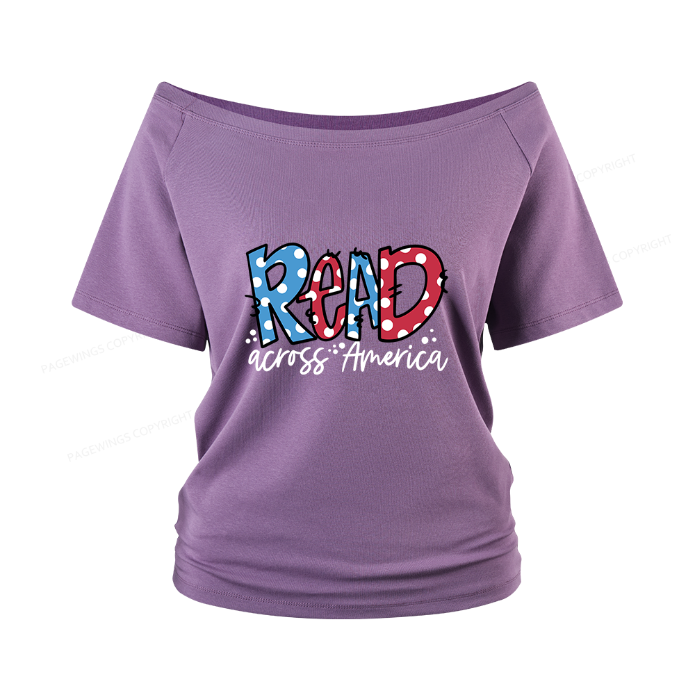 Pagewings Read Across America Women Off Shoulder T-shirts
