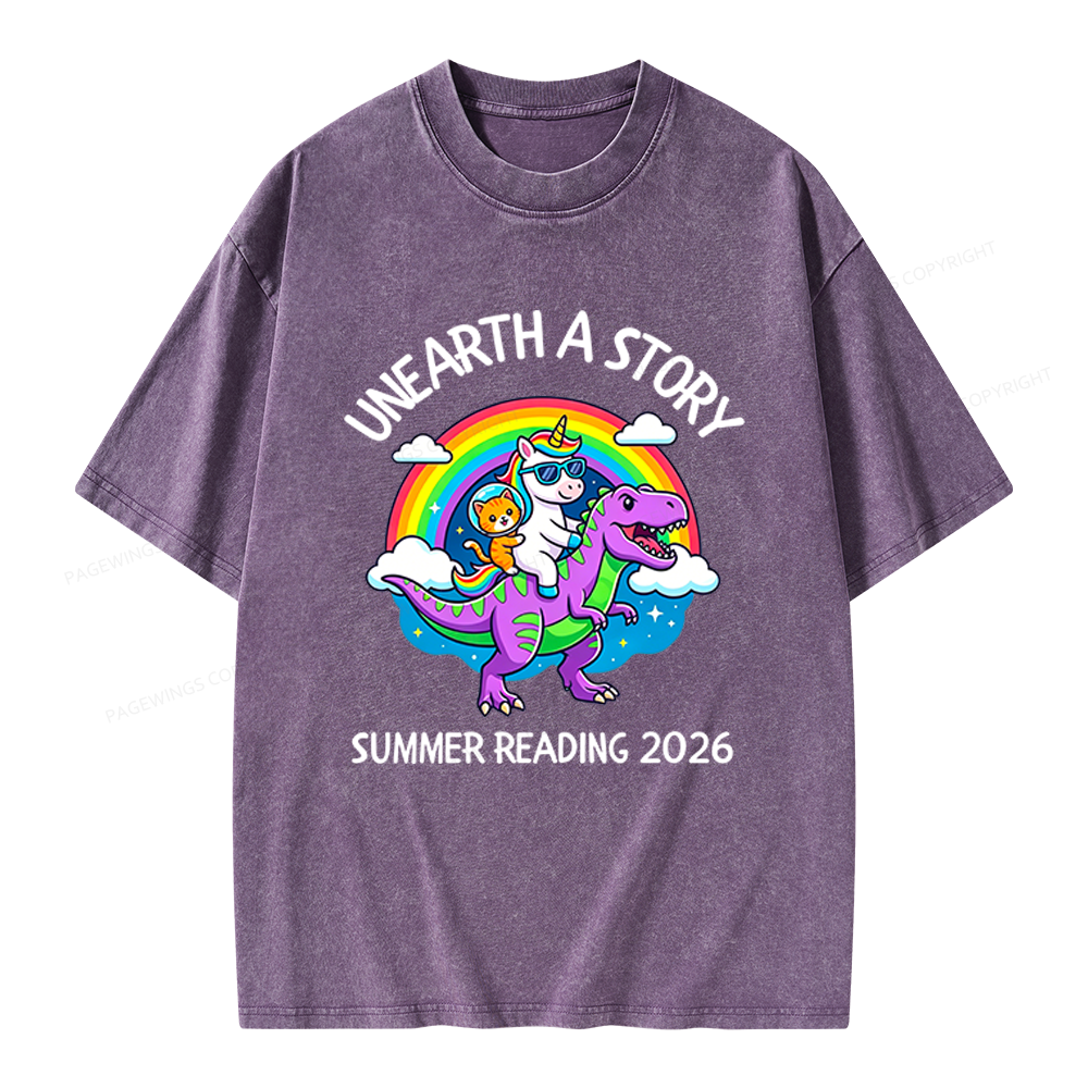 Pagewings Summer Reading Unisex Washed T-shirt