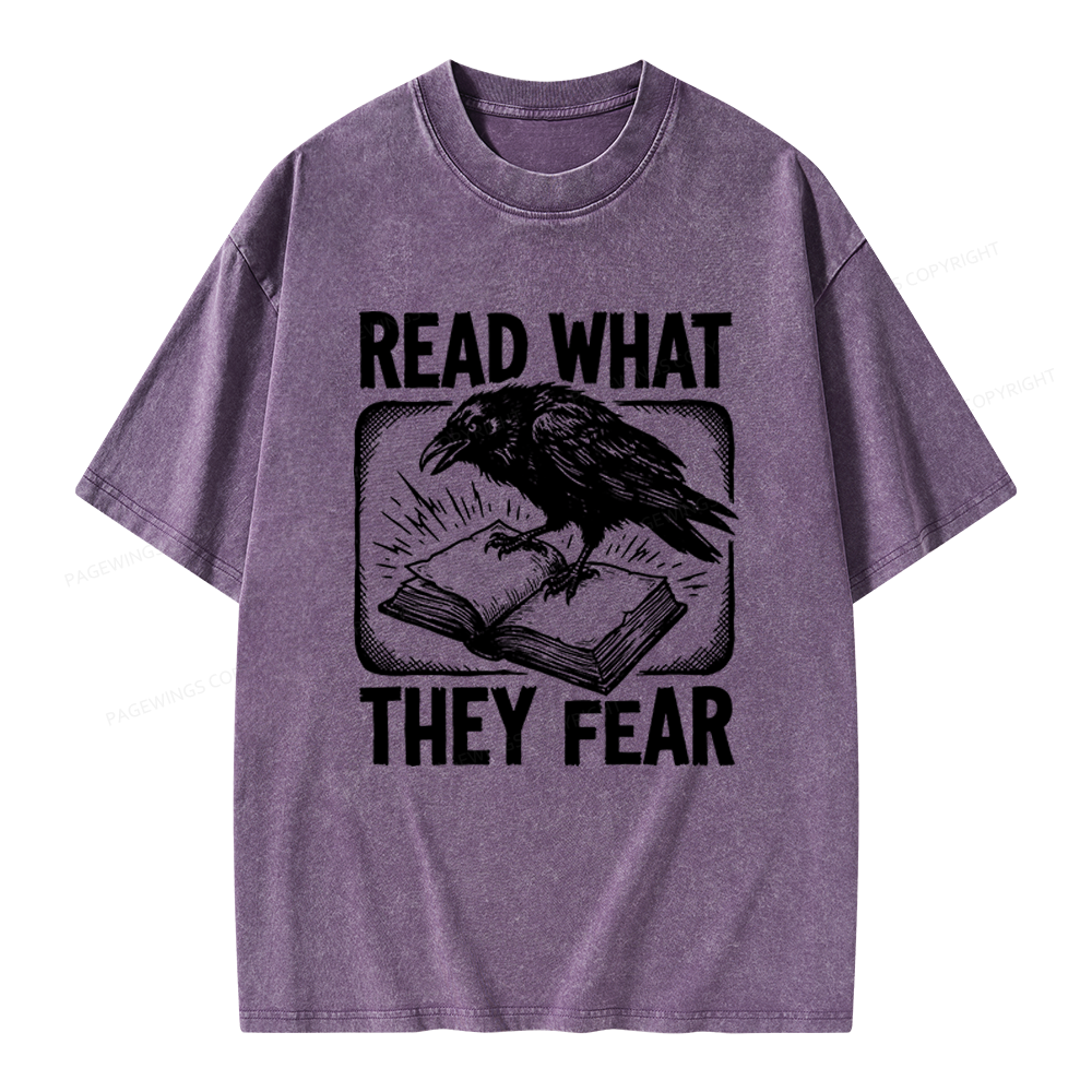 Pagewings Read What They Fear Unisex Washed T-shirt