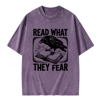 Pagewings Read What They Fear Unisex Washed T-shirt