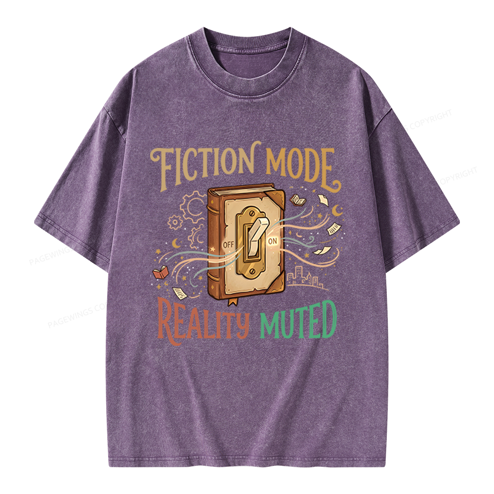 Pagewings Fiction Mode On Unisex Washed T-shirt