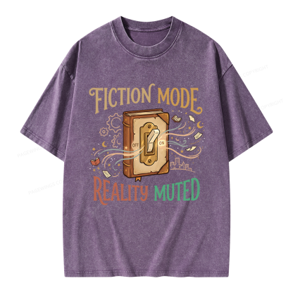 Pagewings Fiction Mode On Unisex Washed T-shirt
