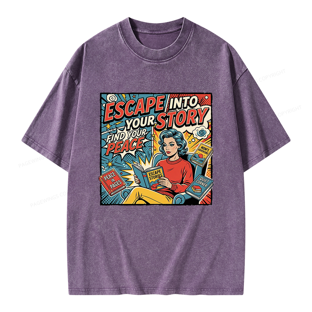 Pagewings Escape Into Your Story Unisex Washed T-shirt