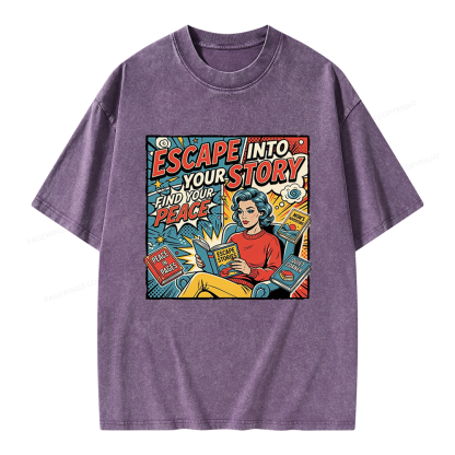 Pagewings Escape Into Your Story Unisex Washed T-shirt