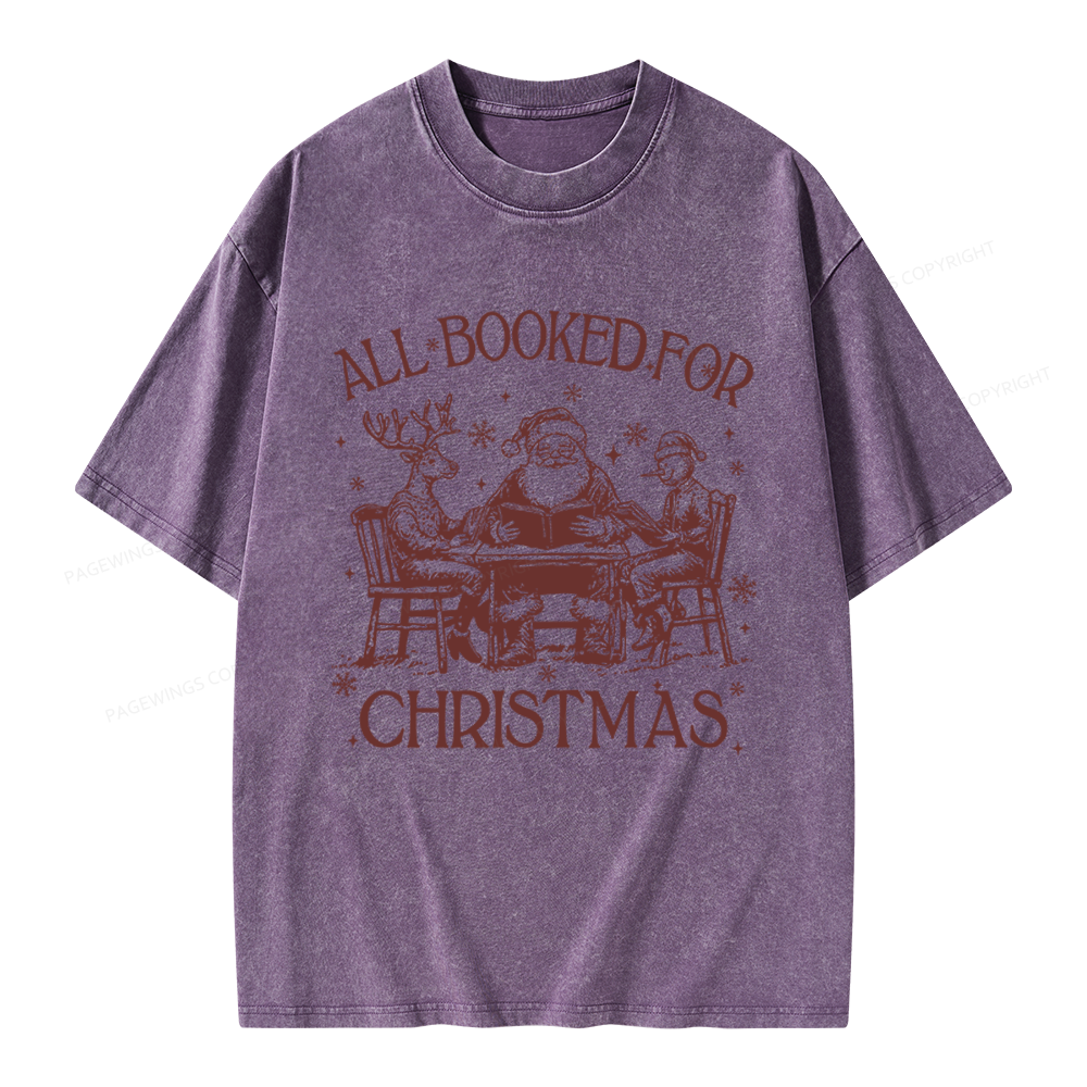 Pagewings Retro All Booked For Christmas Unisex Washed T-shirt
