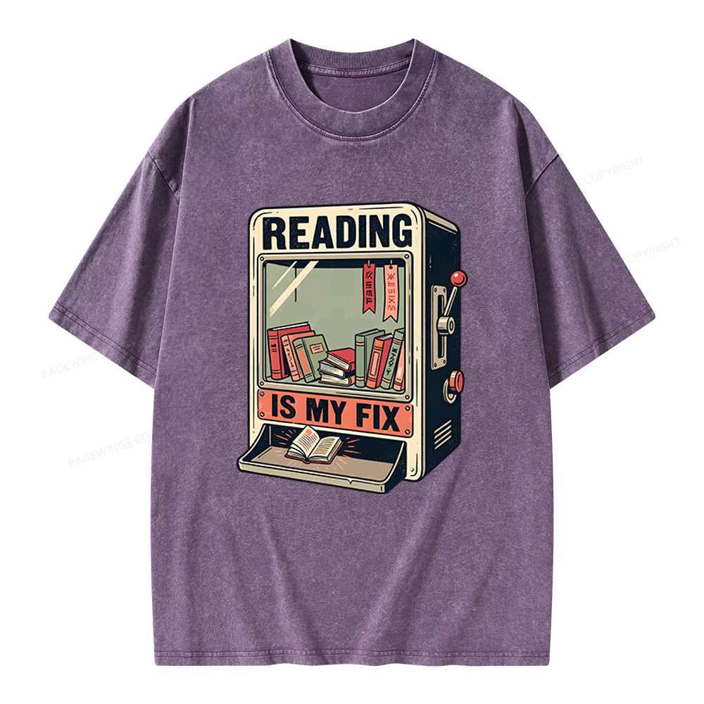 Pagewings Reading Is My Fix Unisex Washed T-shirt