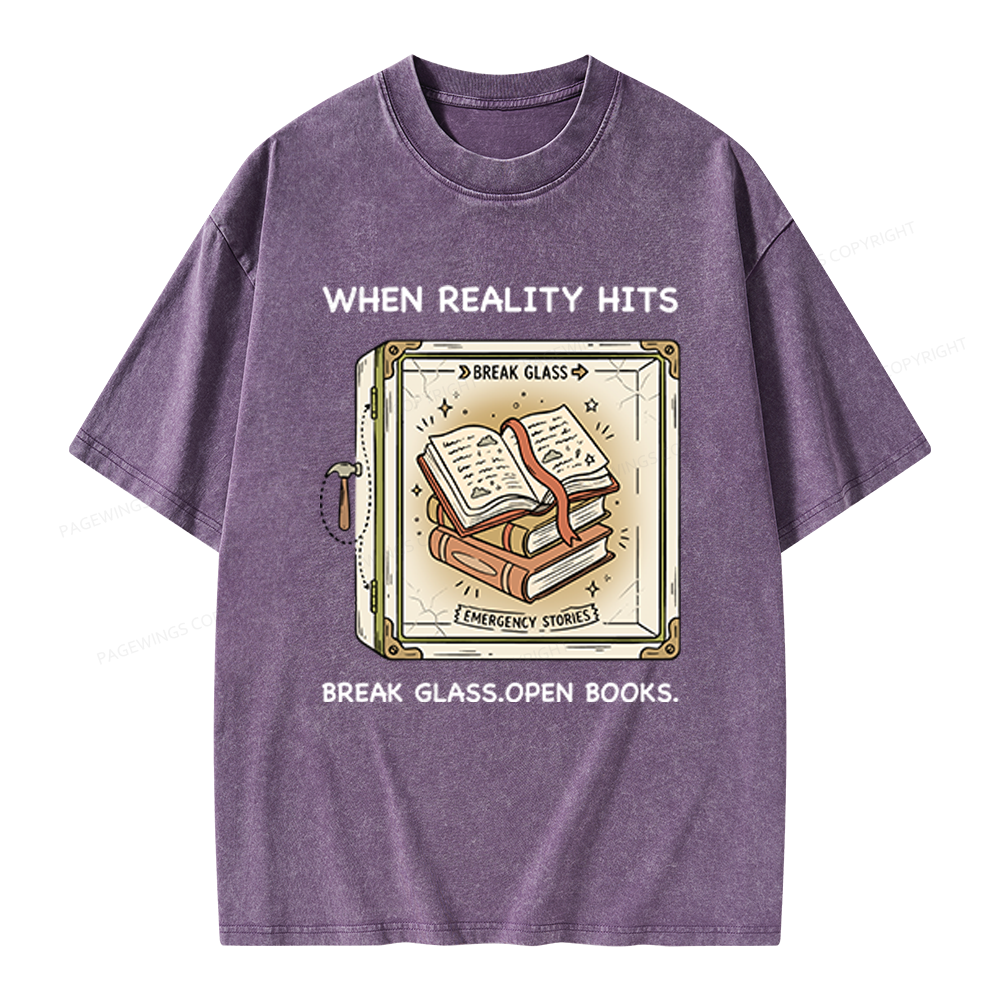 Pagewings Open Books Unisex Washed T-shirt