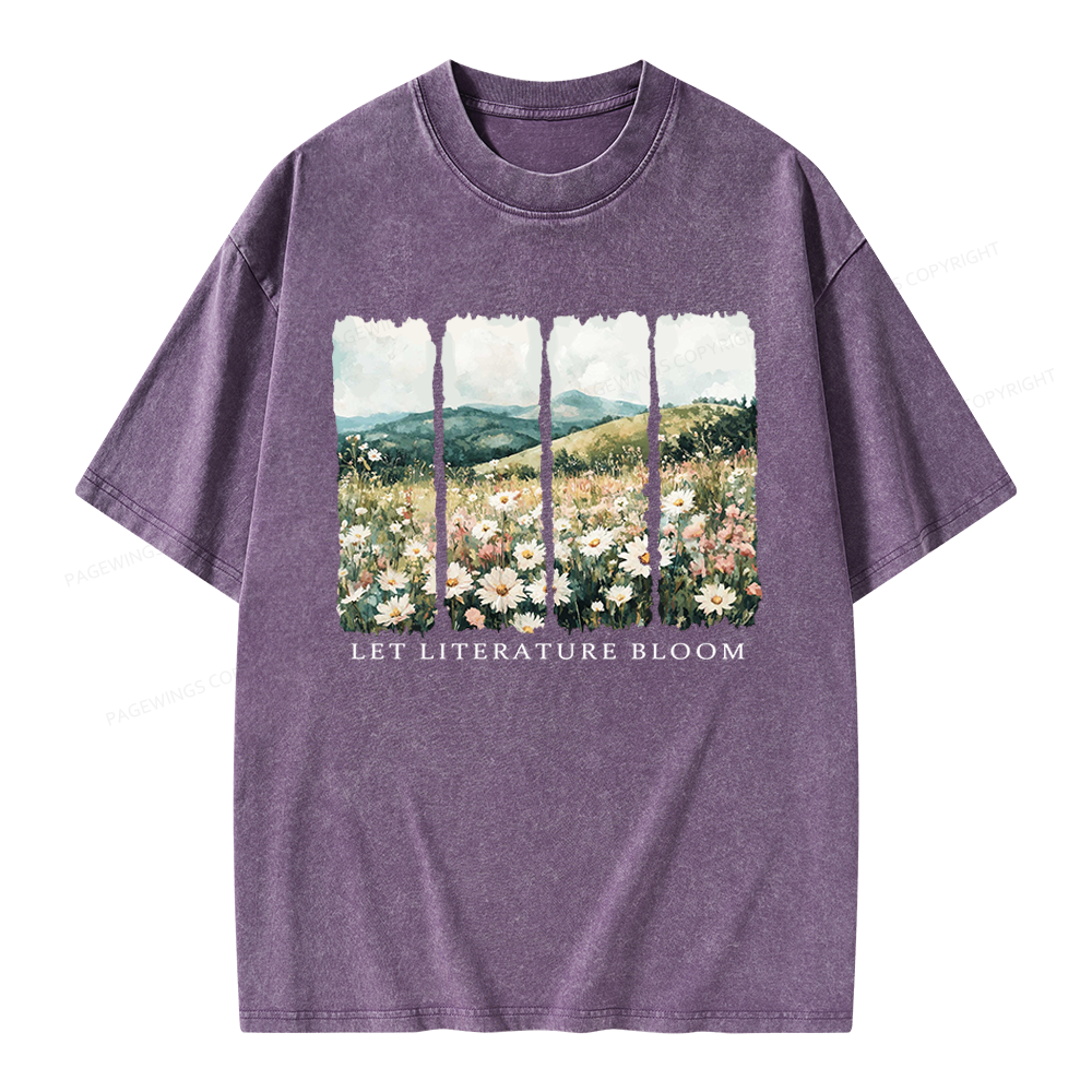 Pagewings Let Literature Bloom Unisex Washed T-shirt