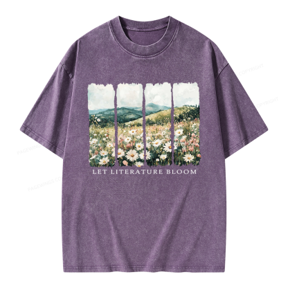 Pagewings Let Literature Bloom Unisex Washed T-shirt