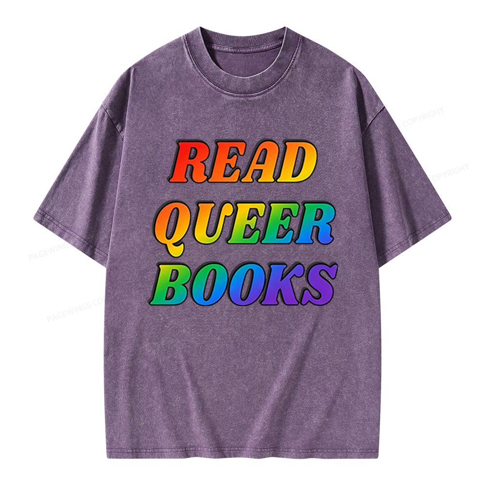 Pagewings Queer Books Unisex Washed T-shirt