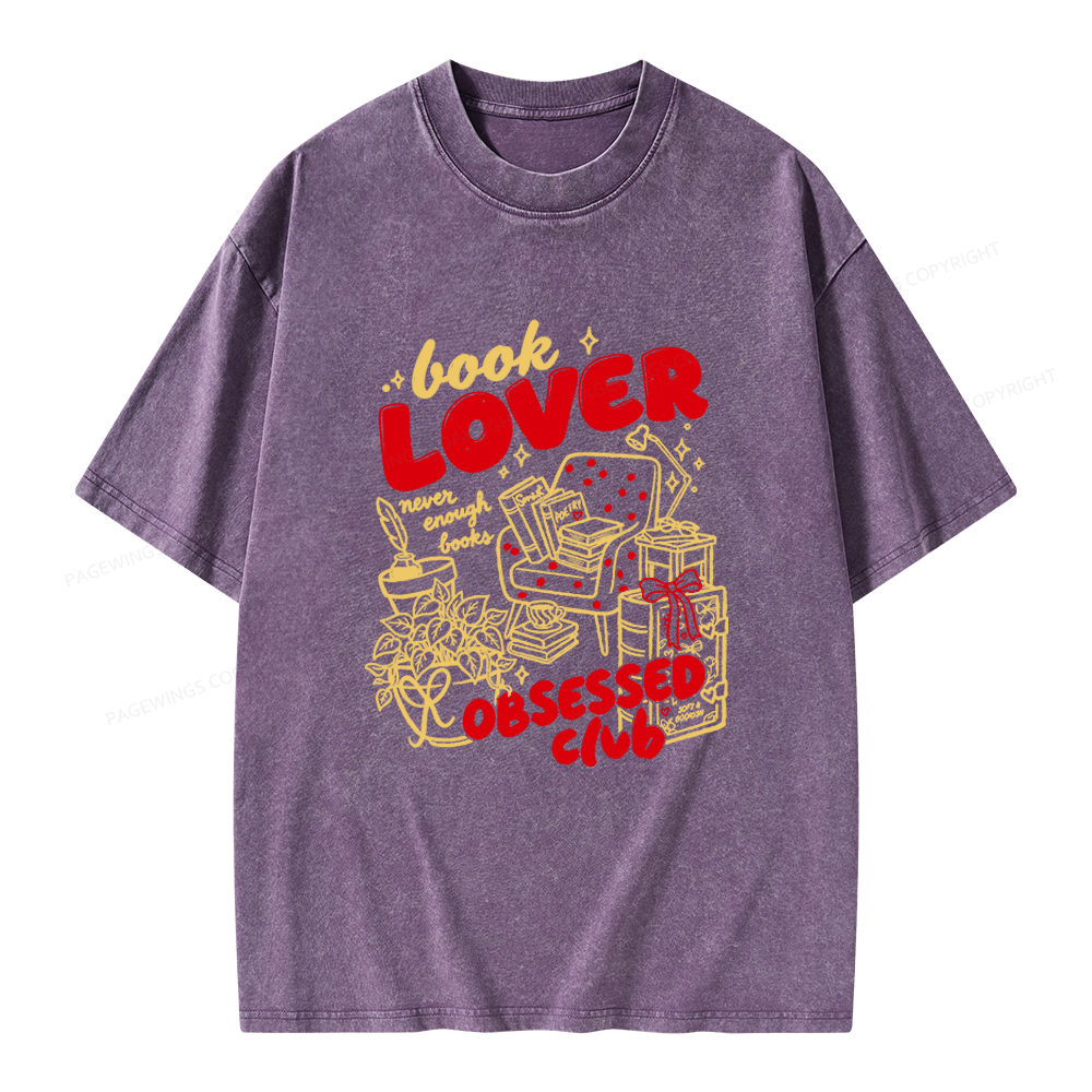 Pagewings Book Lover Obsessed Club Unisex Washed T-shirt