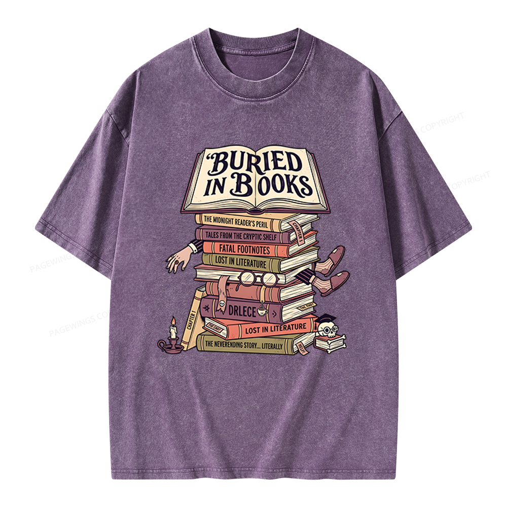 Pagewings Buried In Books Unisex Washed T-shirt