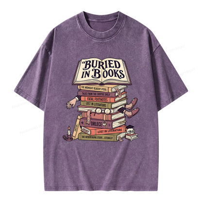 Pagewings Buried In Books Unisex Washed T-shirt