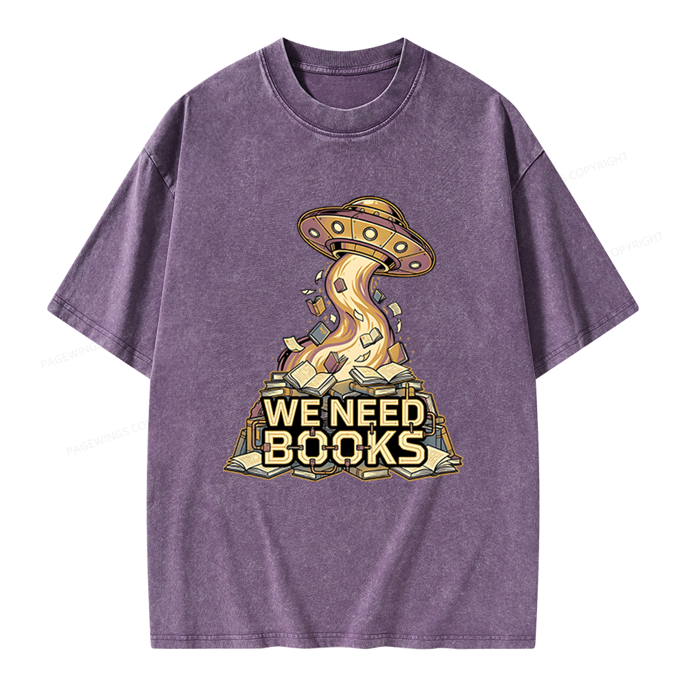 Pagewings We Need Books Unisex Washed T-shirt