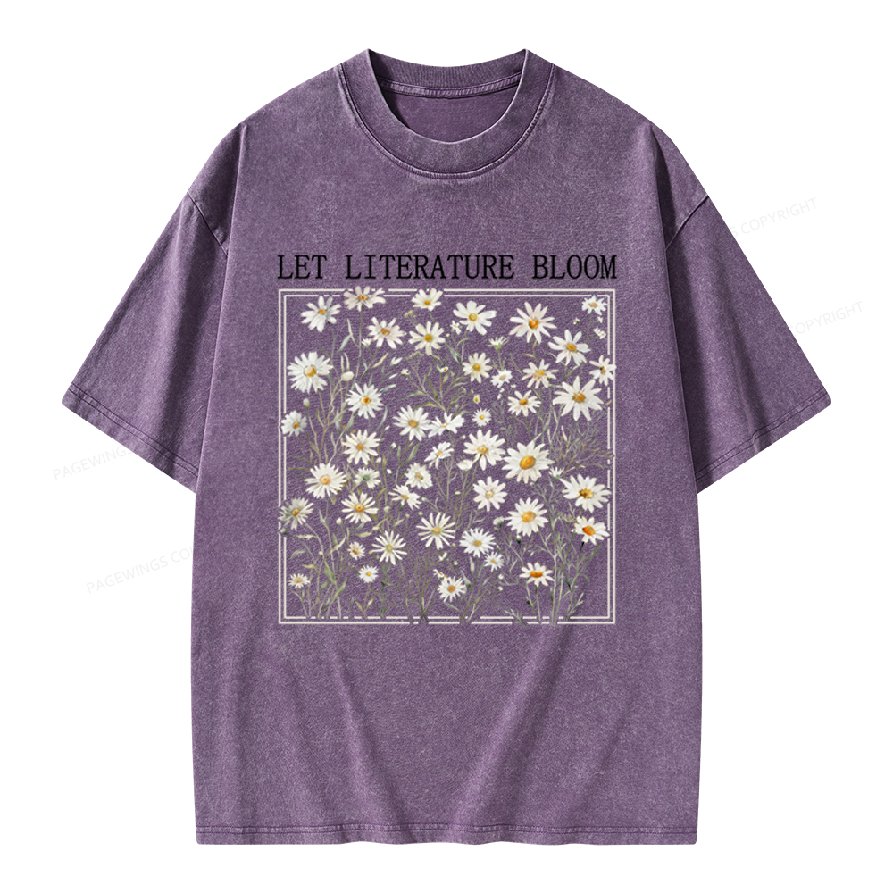 Pagewings Let Literature Bloom Unisex Washed T-shirt