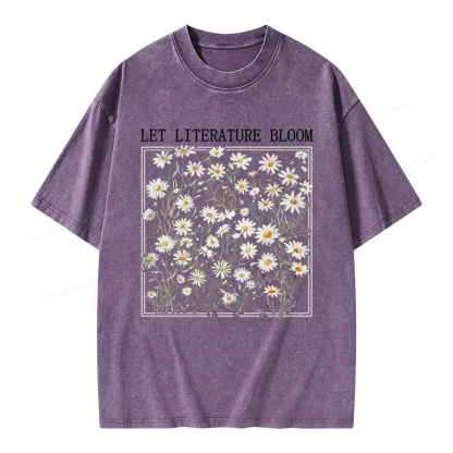 Pagewings Let Literature Bloom Unisex Washed T-shirt