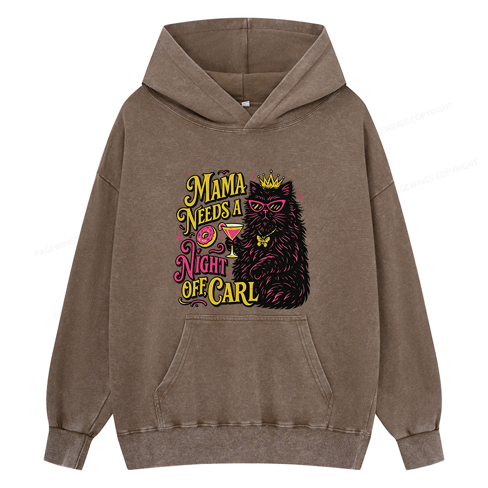 Pagewings Mama Needs A Night Off Unisex Washed Hoodie