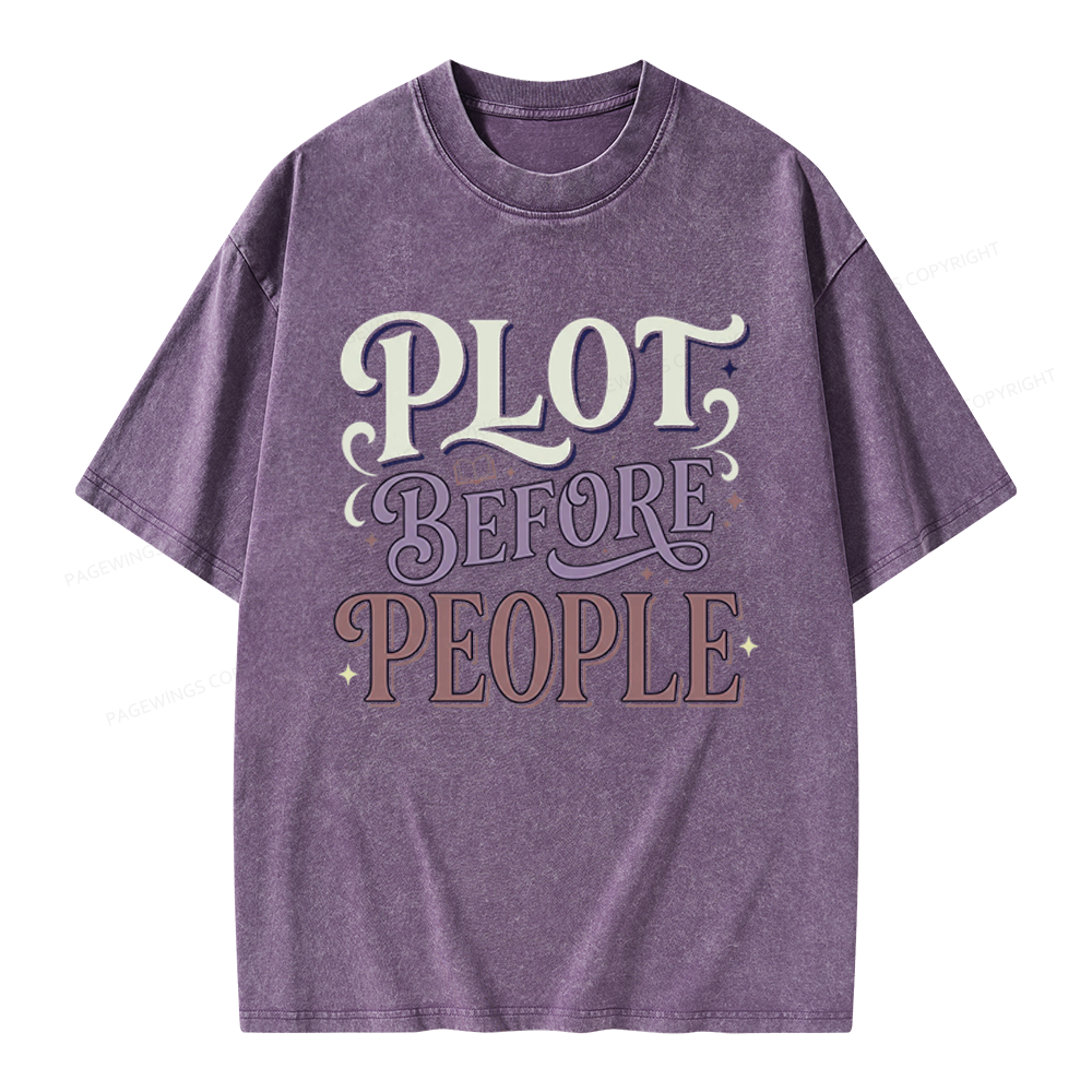 Pagewings Plot Before People Unisex Washed T-shirt