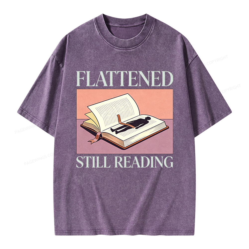 Pagewings Flattened Still Reading Unisex Washed T-shirt