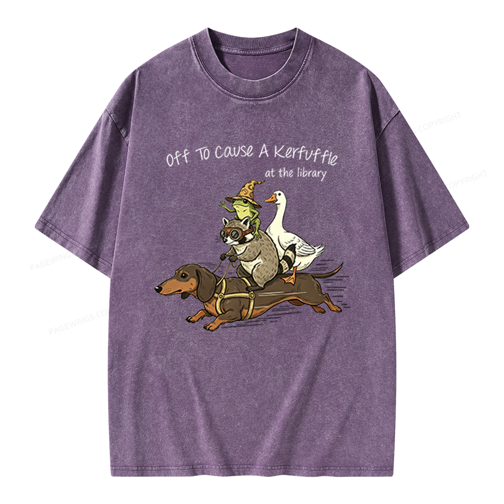 Pagewings Off To Cause A Kerfuffle At The Library Unisex Washed T-shirt