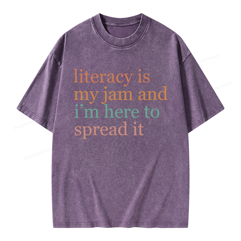 Pagewings Literacy Is My Jam Unisex Washed T-shirt
