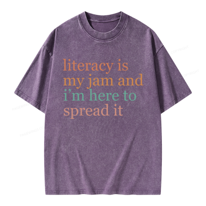 Pagewings Literacy Is My Jam Unisex Washed T-shirt