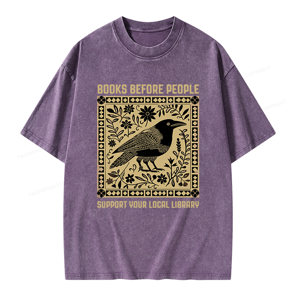 Pagewings Support Your Local Library Unisex Washed T-shirt