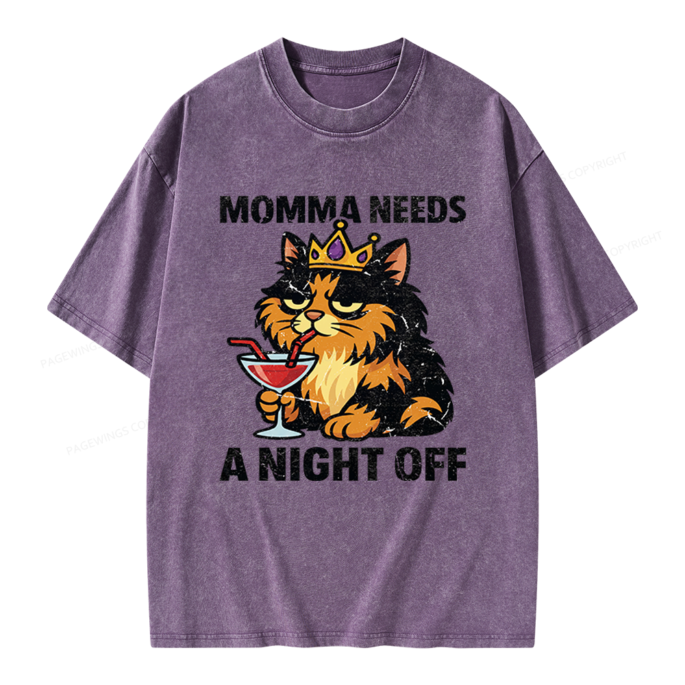 Pagewings Momma Needs A Night Off Unisex Washed T-shirt