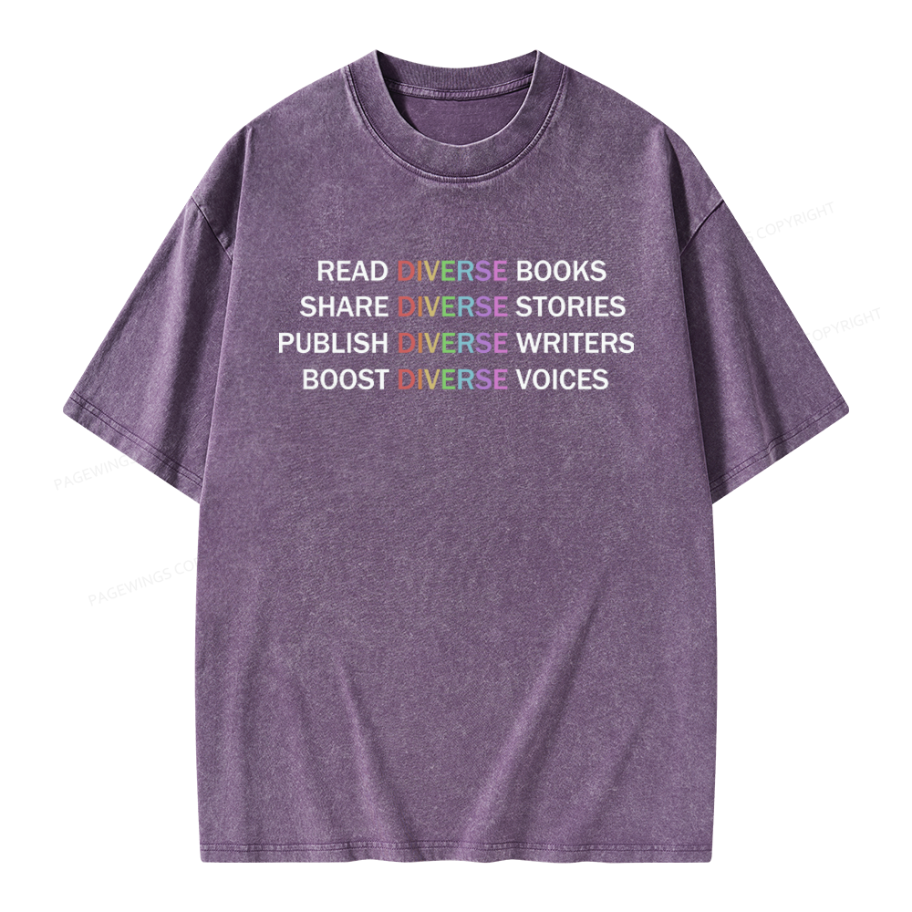 Pagewings Read Diverse Books Unisex Washed T-shirt