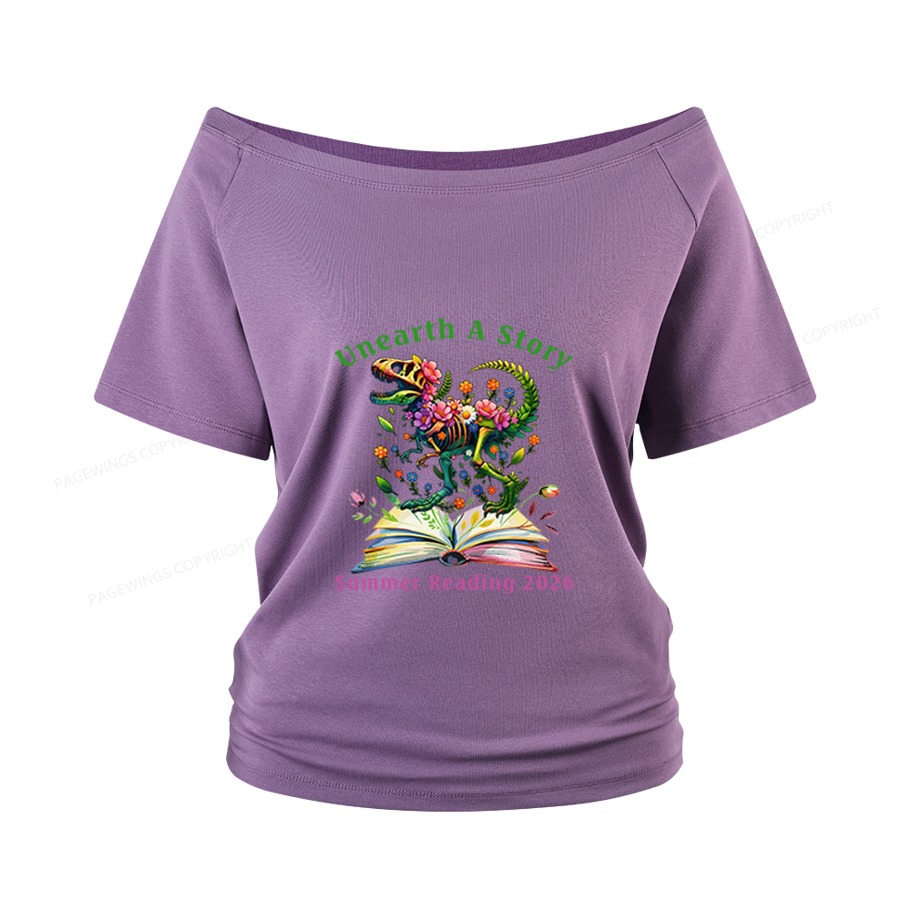 Pagewings Summer Reading 2026 Women Off Shoulder T-shirts