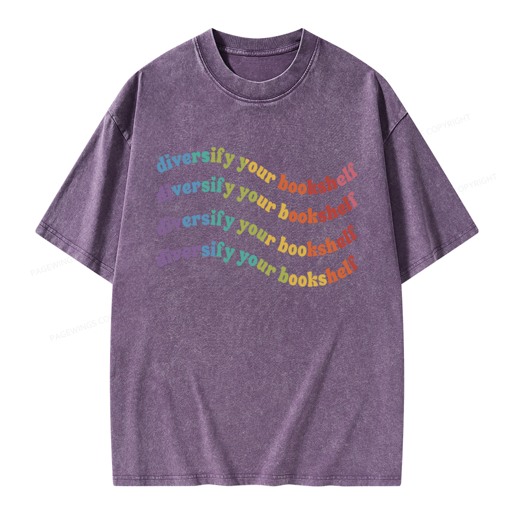 Pagewings Diversify Your Bookshelf Unisex Washed T-shirt