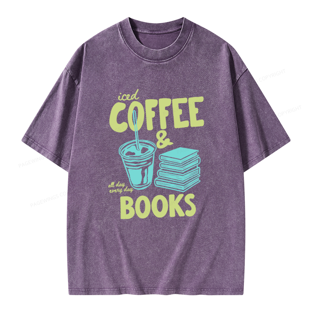 Pagewings Coffee And Books Unisex Washed T-shirt