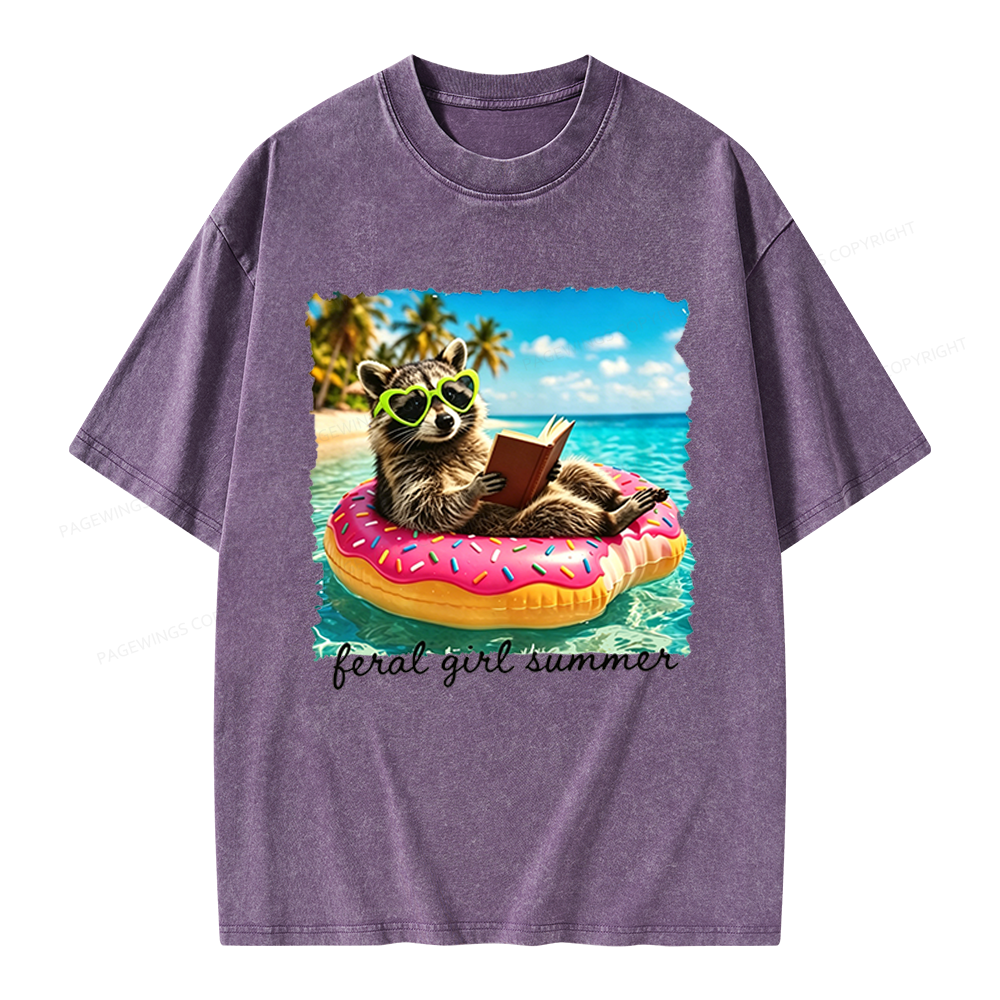 Pagewings Feral Girl Summe Unisex Washed T-shirt