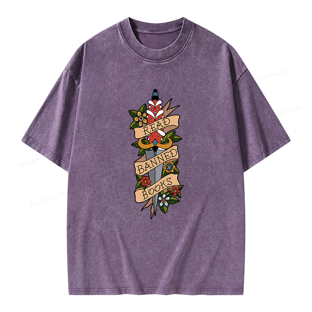 Pagewings Banned Books Unisex Washed T-shirt