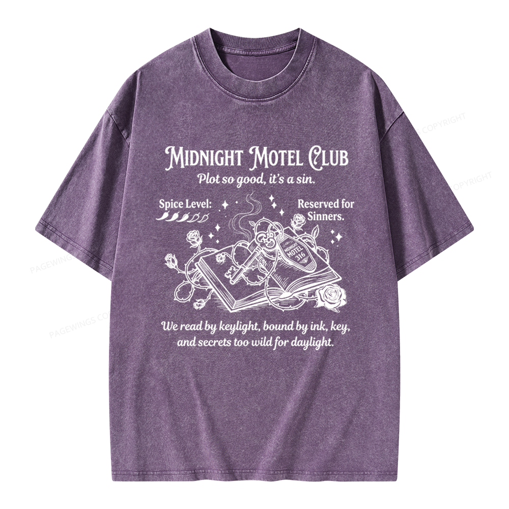 Pagewings Midnight Motel Club Unisex Washed T-shirt