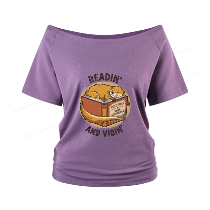 Pagewings Readin' And Vibin' Women Off Shoulder T-shirts